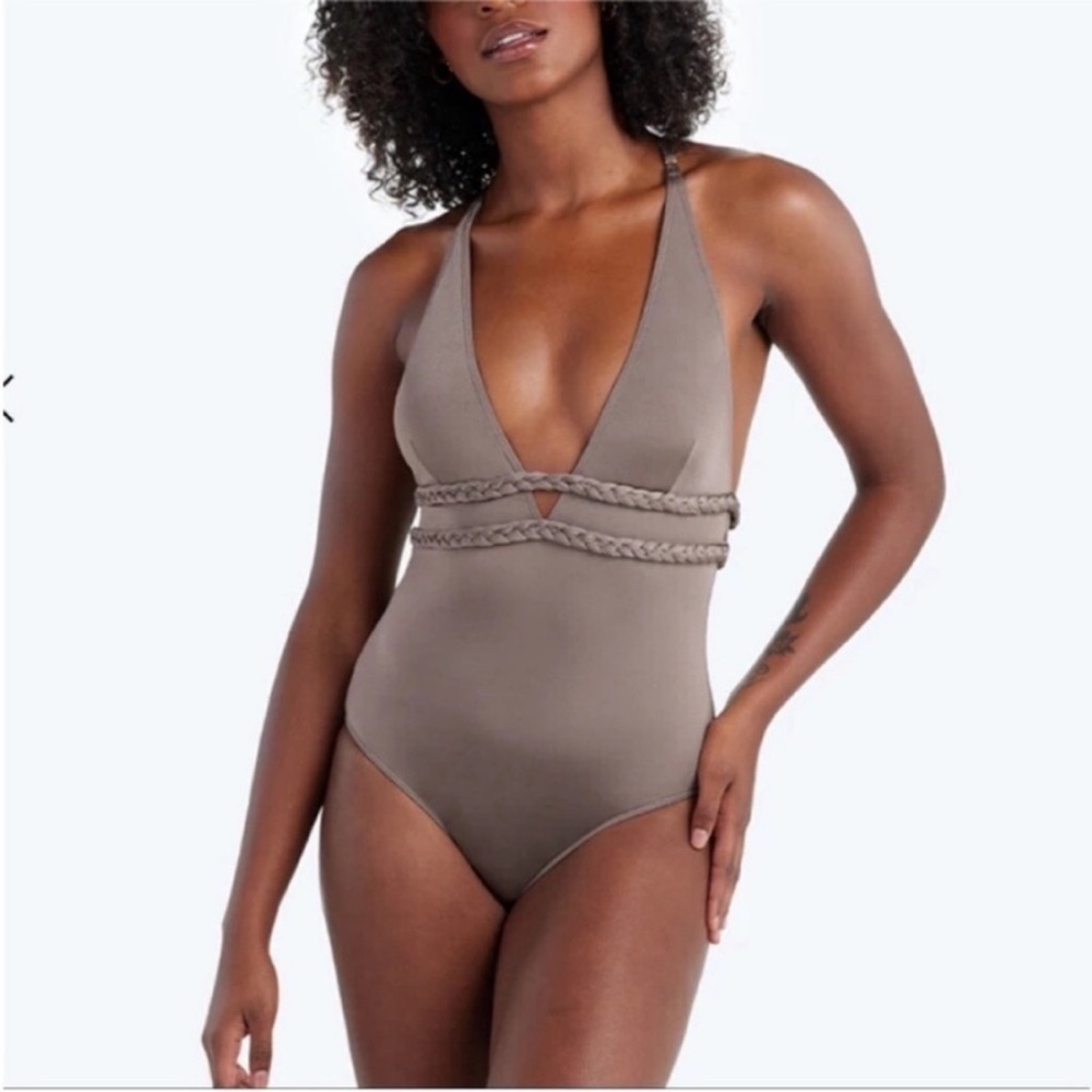 Collection by Summersalt The Braided Plunge One Piece Carly Cushine